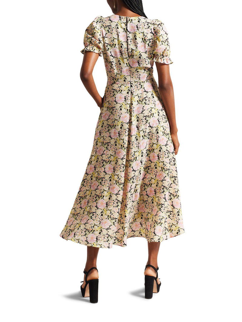 Ted Baker Altheea Puff Sleeve Midi Tea Dress In Black Endource 9134