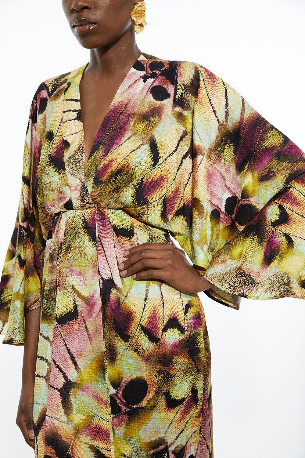KAREN MILLEN Abstract Print Woven Kimono Style Midi Dress | endource KAREN MILLEN Abstract Print Woven Kimono Style Midi Dress | endource