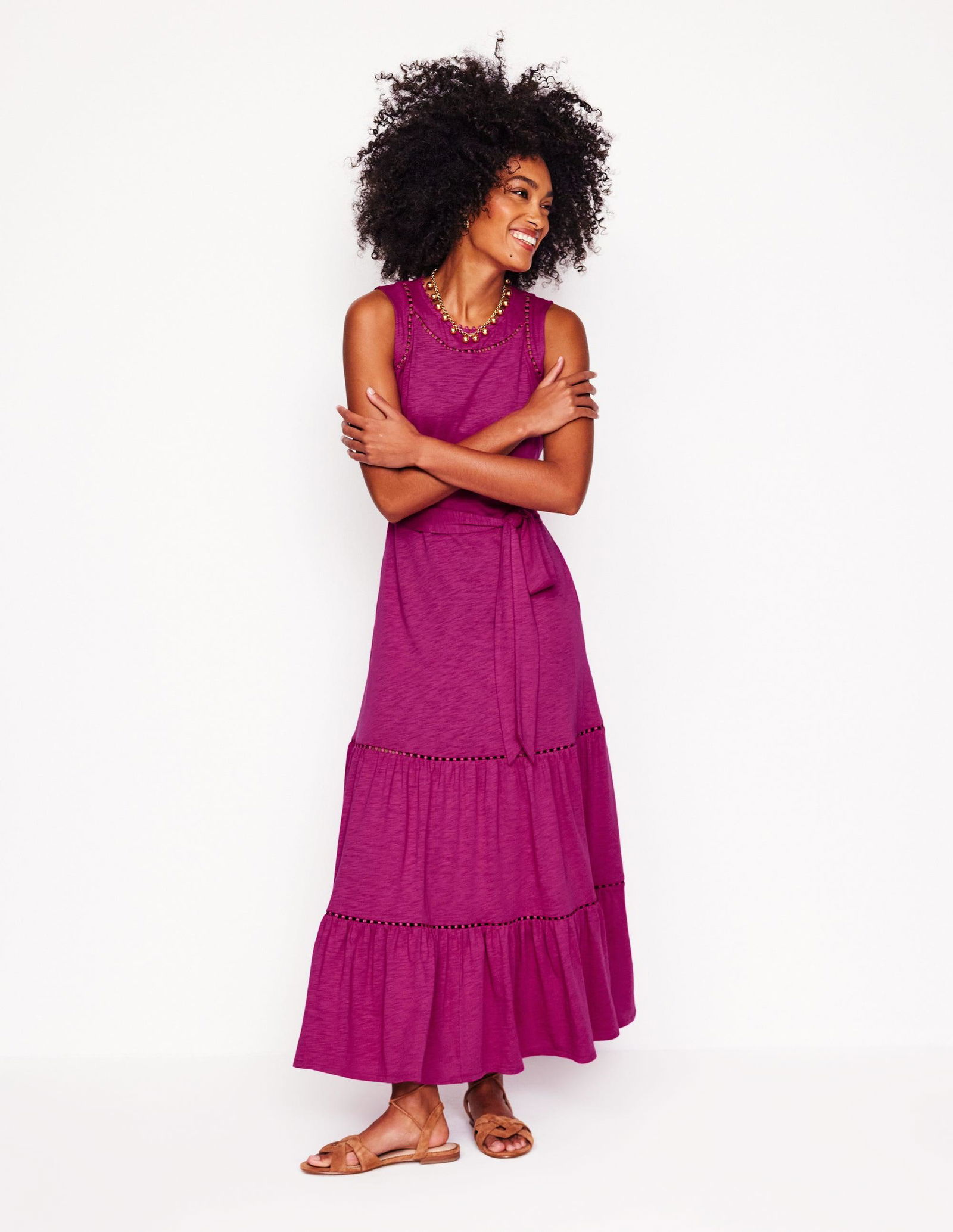 40% off BODEN Mila Trim Tiered Jersey Dress