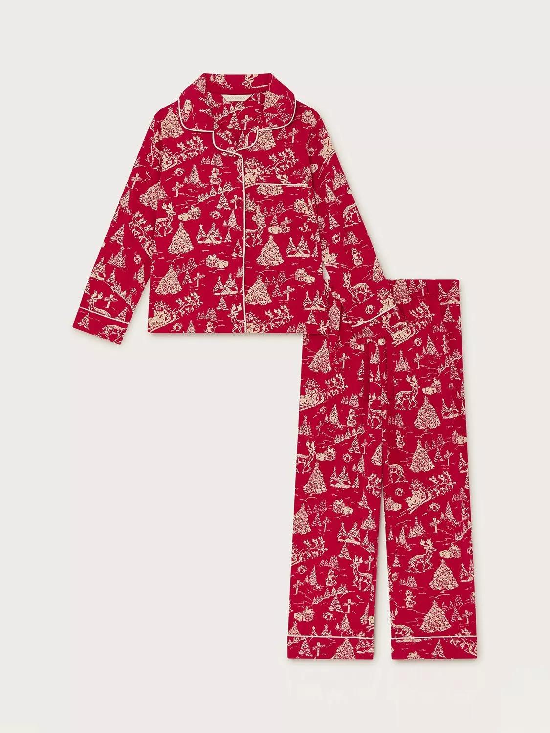 Christmas And Gingham Print Pajama Set