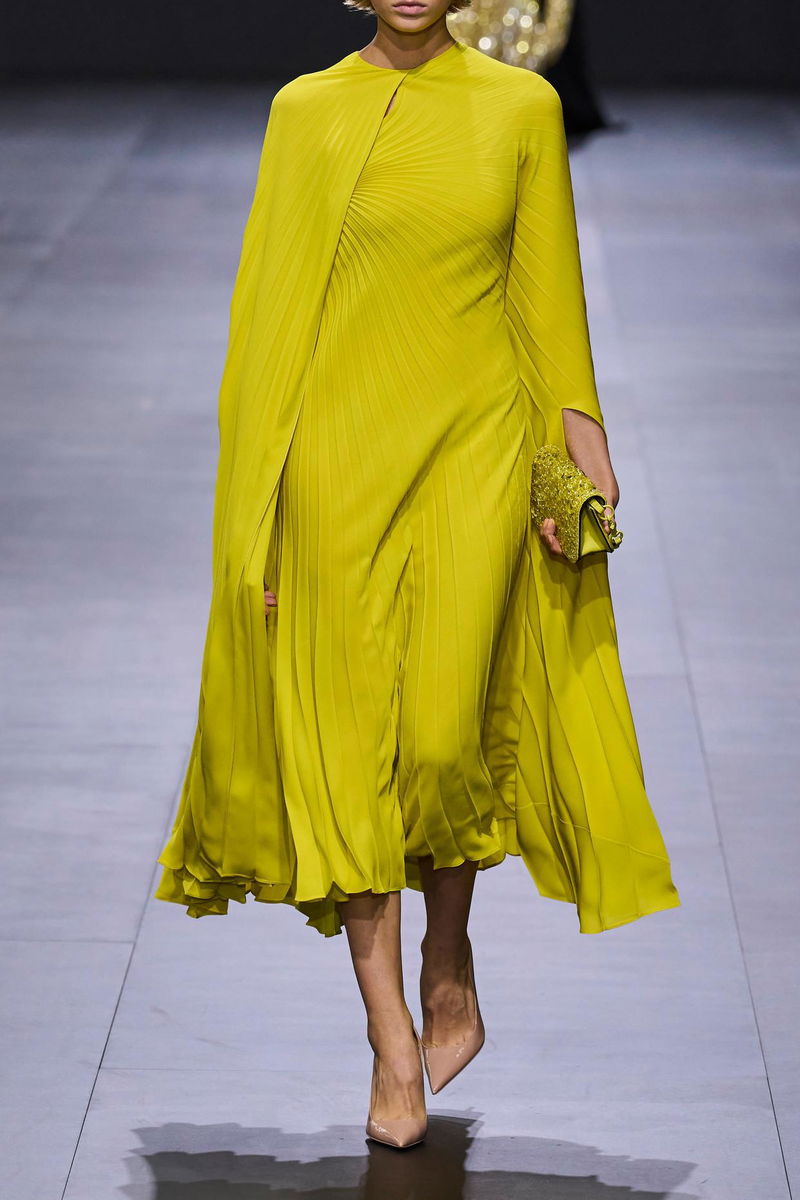 VALENTINO GARAVANI Cape-Effect Pleated Crepe De Chine Midi Dress | endource