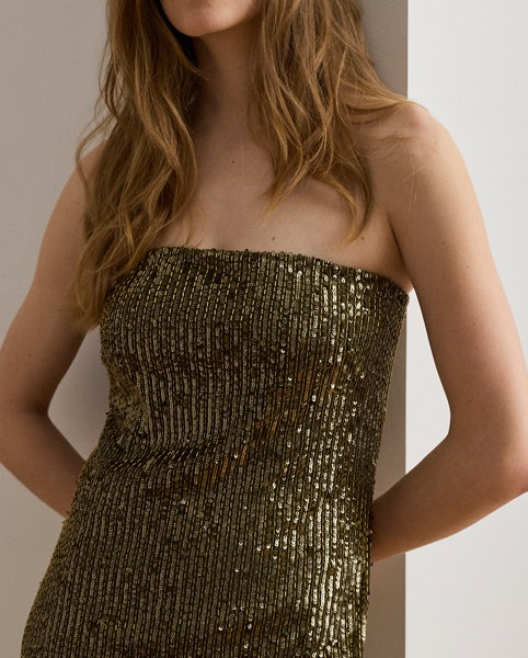 LAUREN RALPH LAUREN Sequinned Tulle Strapless Cocktail Dress | endource