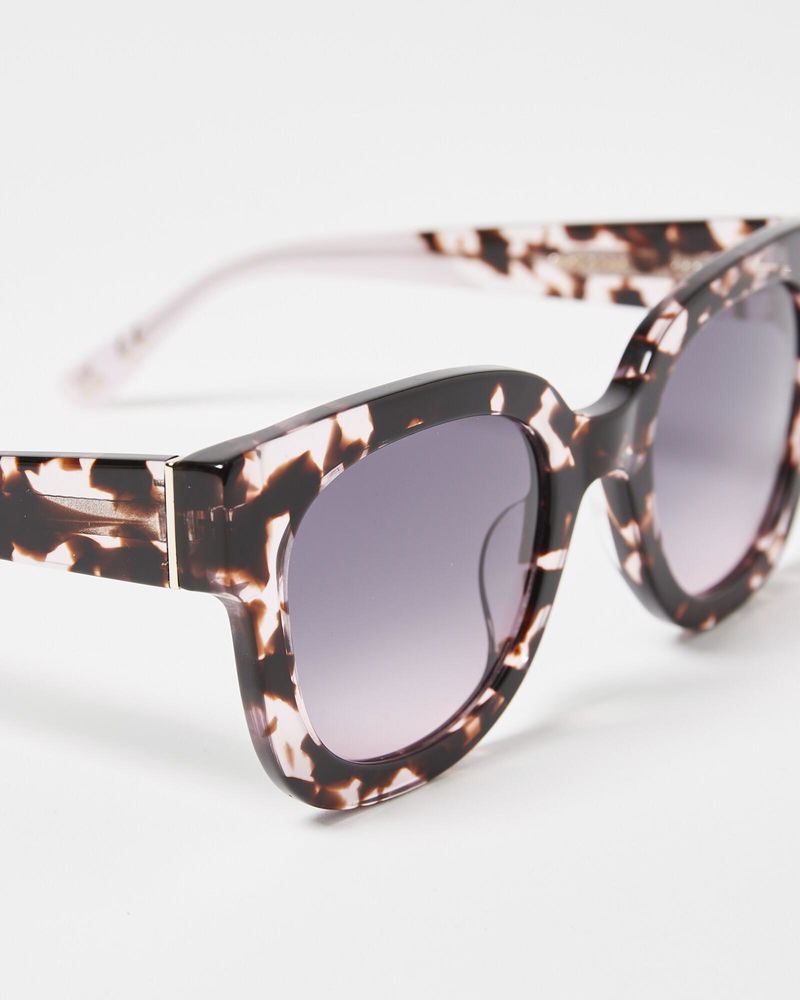 Oliver Bonas Milky Faux Tortoiseshell Acetate Sunglasses In Purple