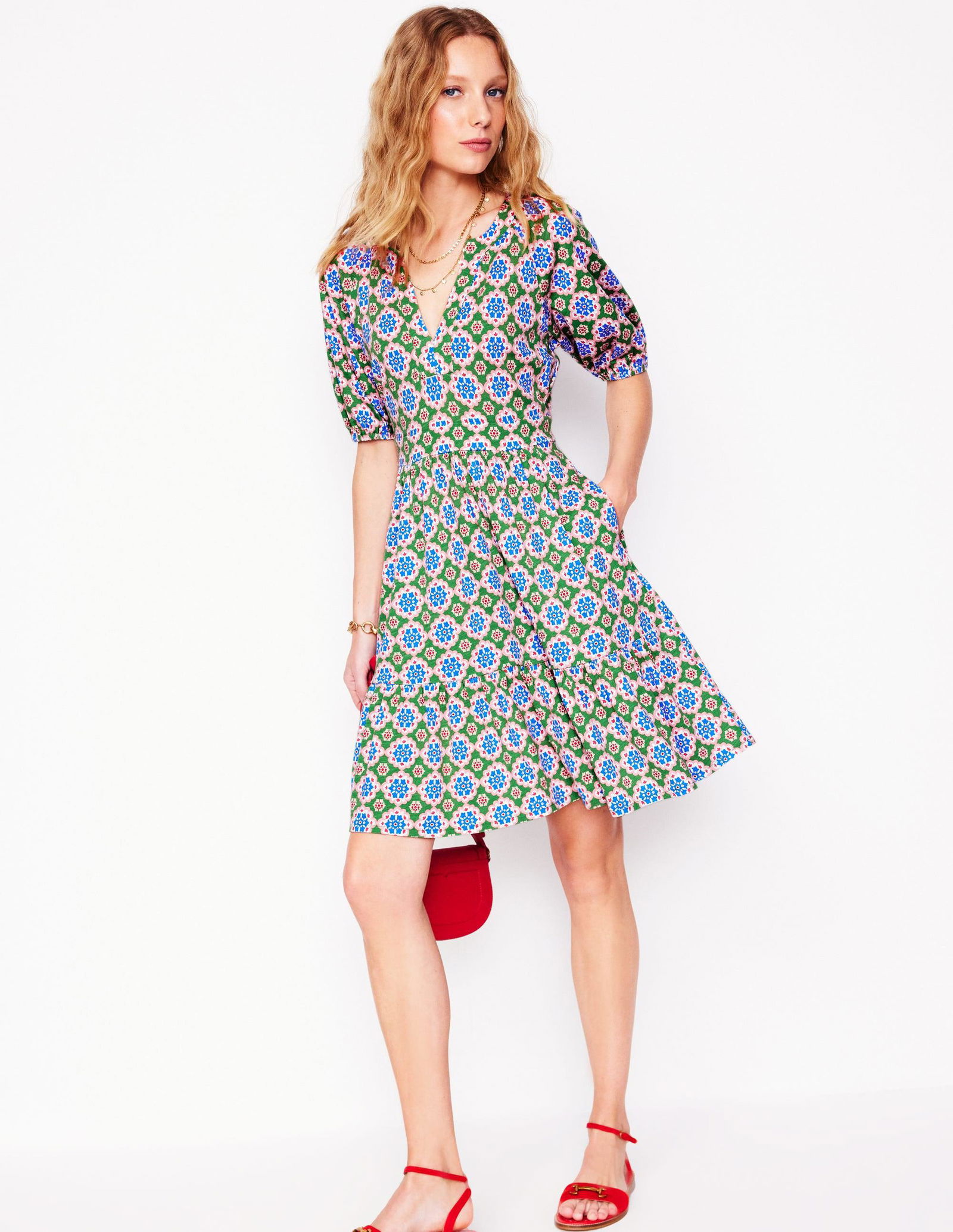 boden piper short jersey dress 50% off Blossomy pop