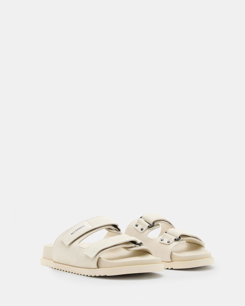 ALLSAINTS Vex Leather Velcro Strap Sandals in Chalk White | Endource