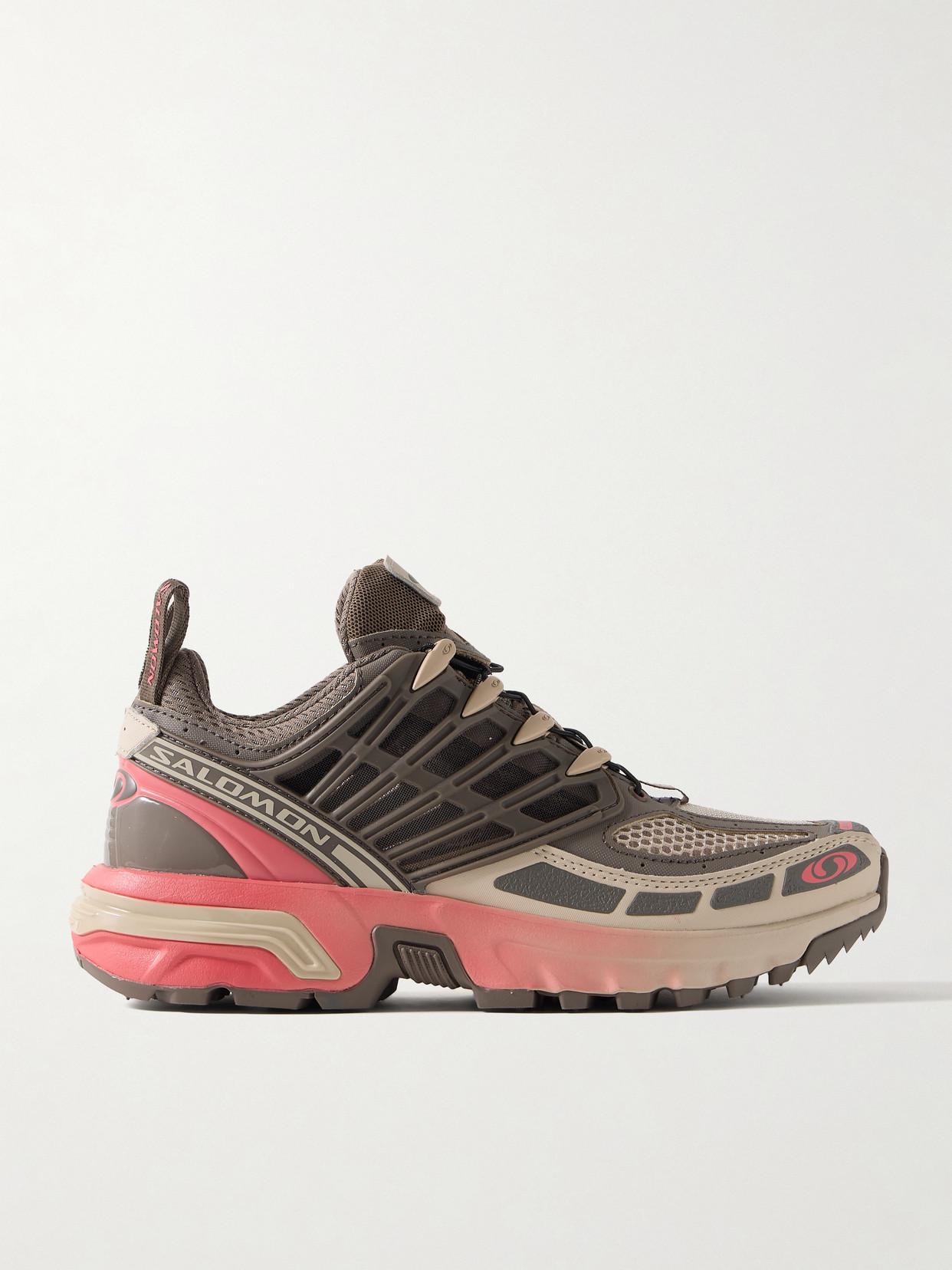 SALOMON ACS Pro Rubber-Trimmed Mesh And Faux Leather Sneakers in Gray ...