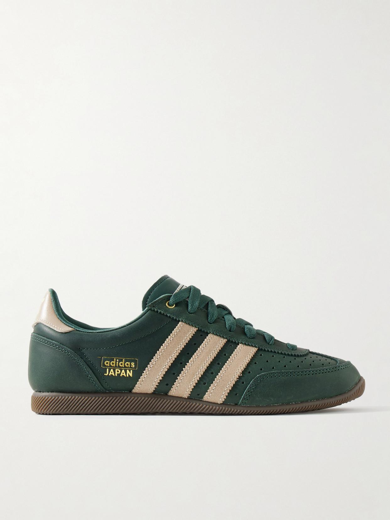 ADIDAS ORIGINALS Japan Suede-Trimmed Leather Sneakers in Green | endource