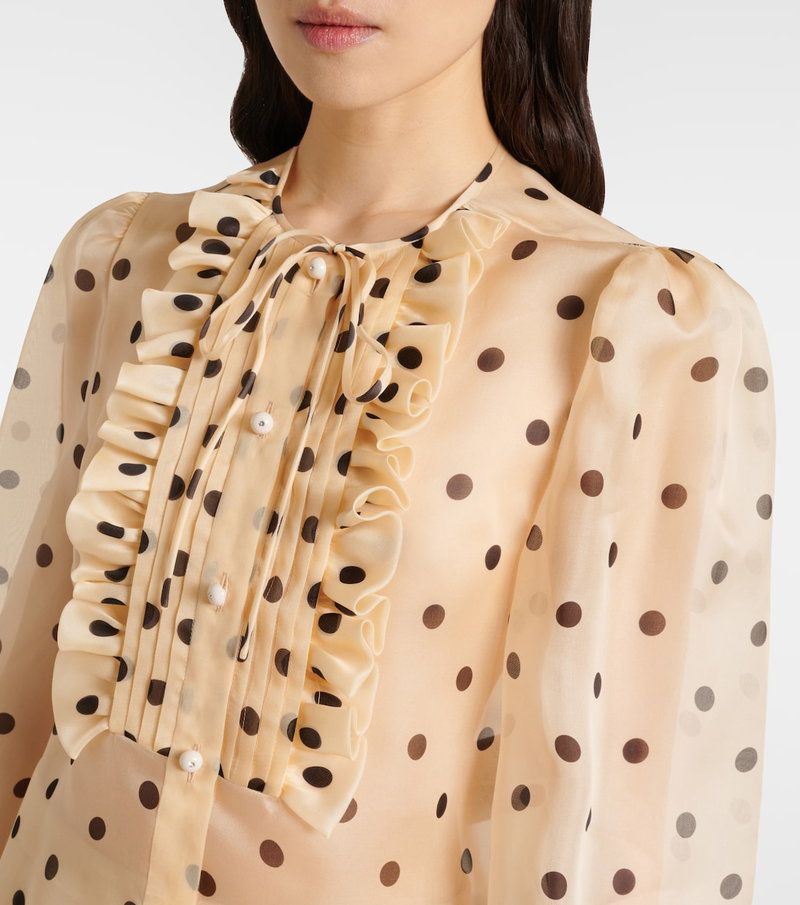 Valentino polka-dot silk blouse with ruffled collar