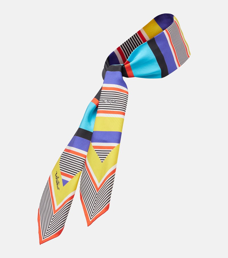 Valentino silk scarf with multi-colored geometric stripes