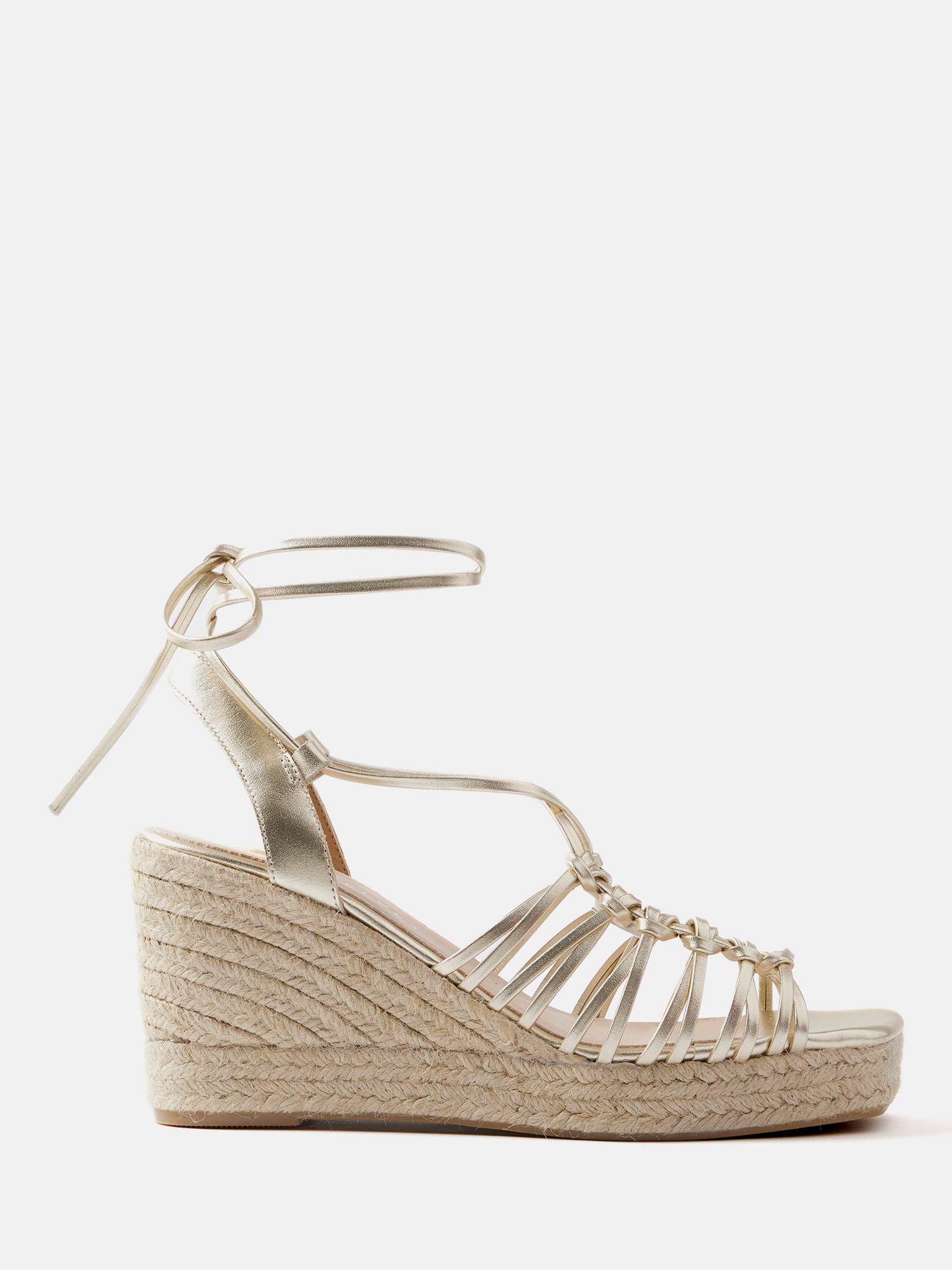 VLTN ESPADRILLE WEDGE SANDALS 25S 115 MM IN BROWN LAMBSKIN WITH GOLD HARDWARE