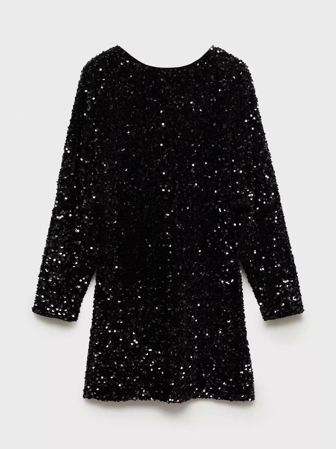 MANGO Xastro Sequin Mini Dress in Black endource