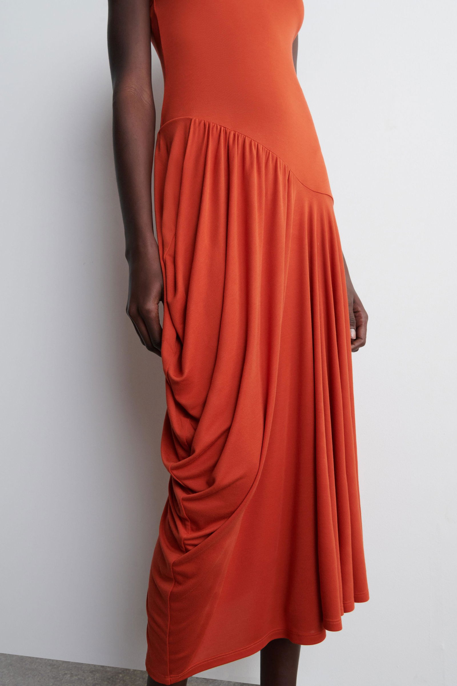 cos asymmetric draped mini dress Midi Party outfit