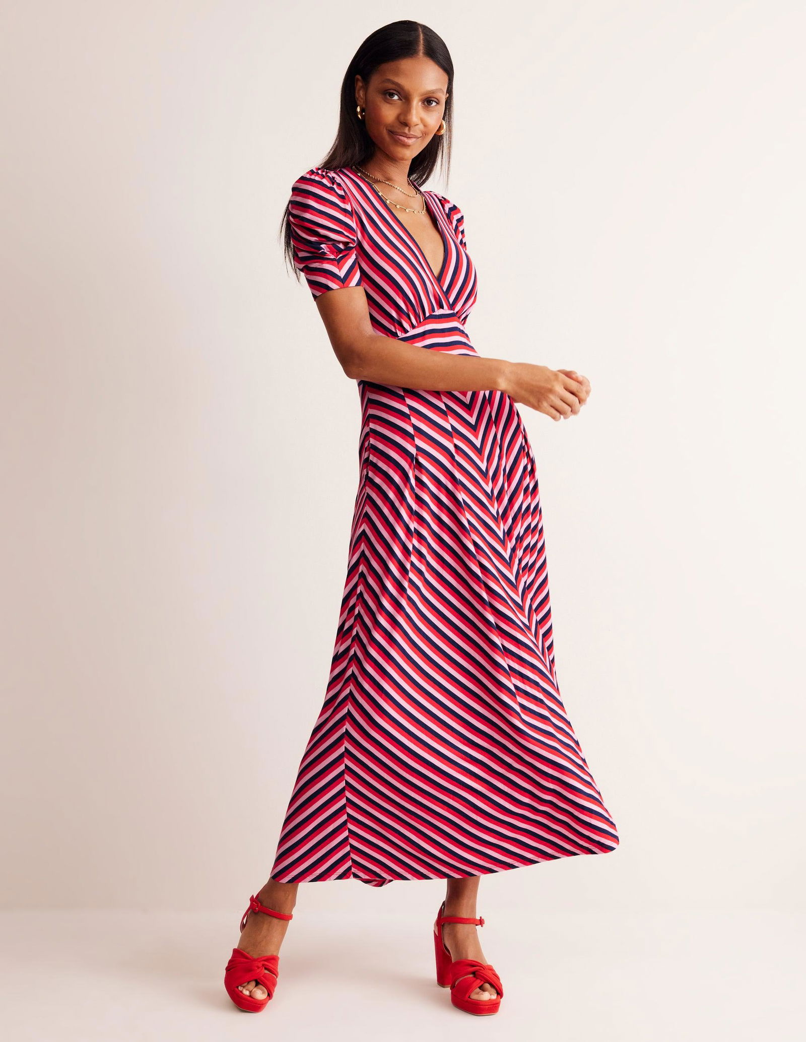 kristen pleated jersey dress Kristen Pleated Jersey Dress - Pink Yarrow, Carnation Vine