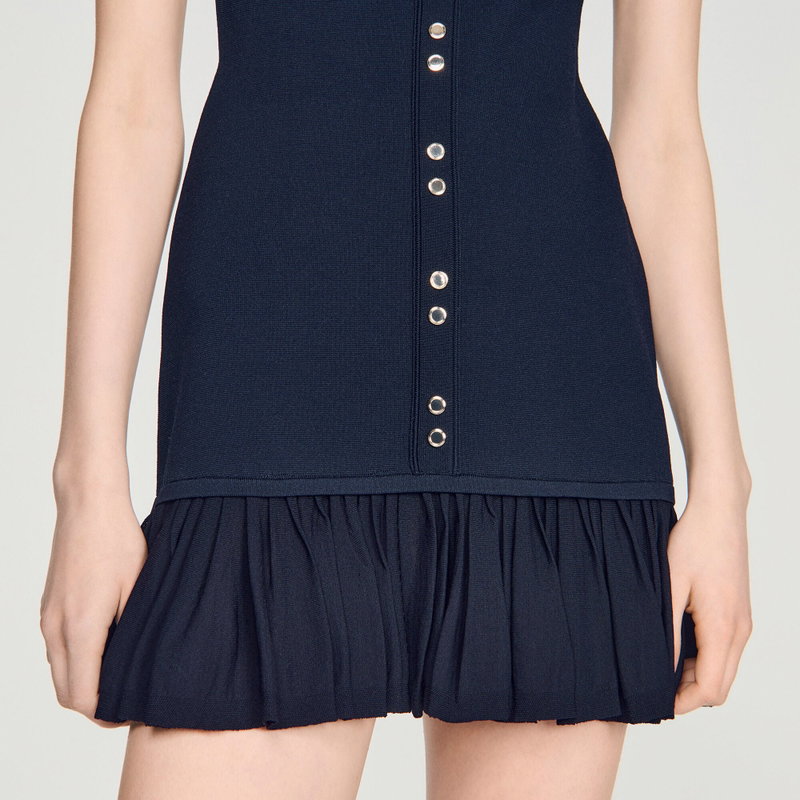 SANDRO Short Knit Dress With Ruffles | endource SANDRO Short Knit Dress With Ruffles | endource