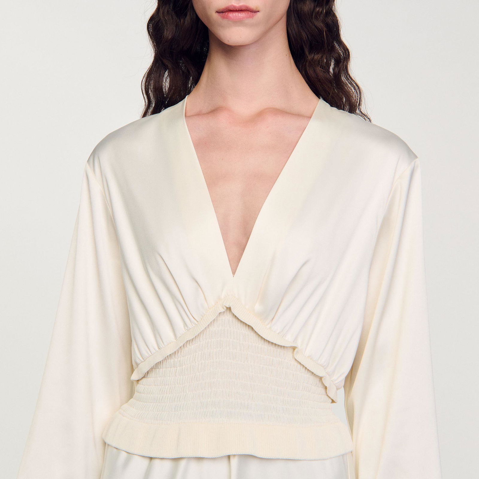 sandro draped satin effect dress SANDRO Draped Satin-effect Dress