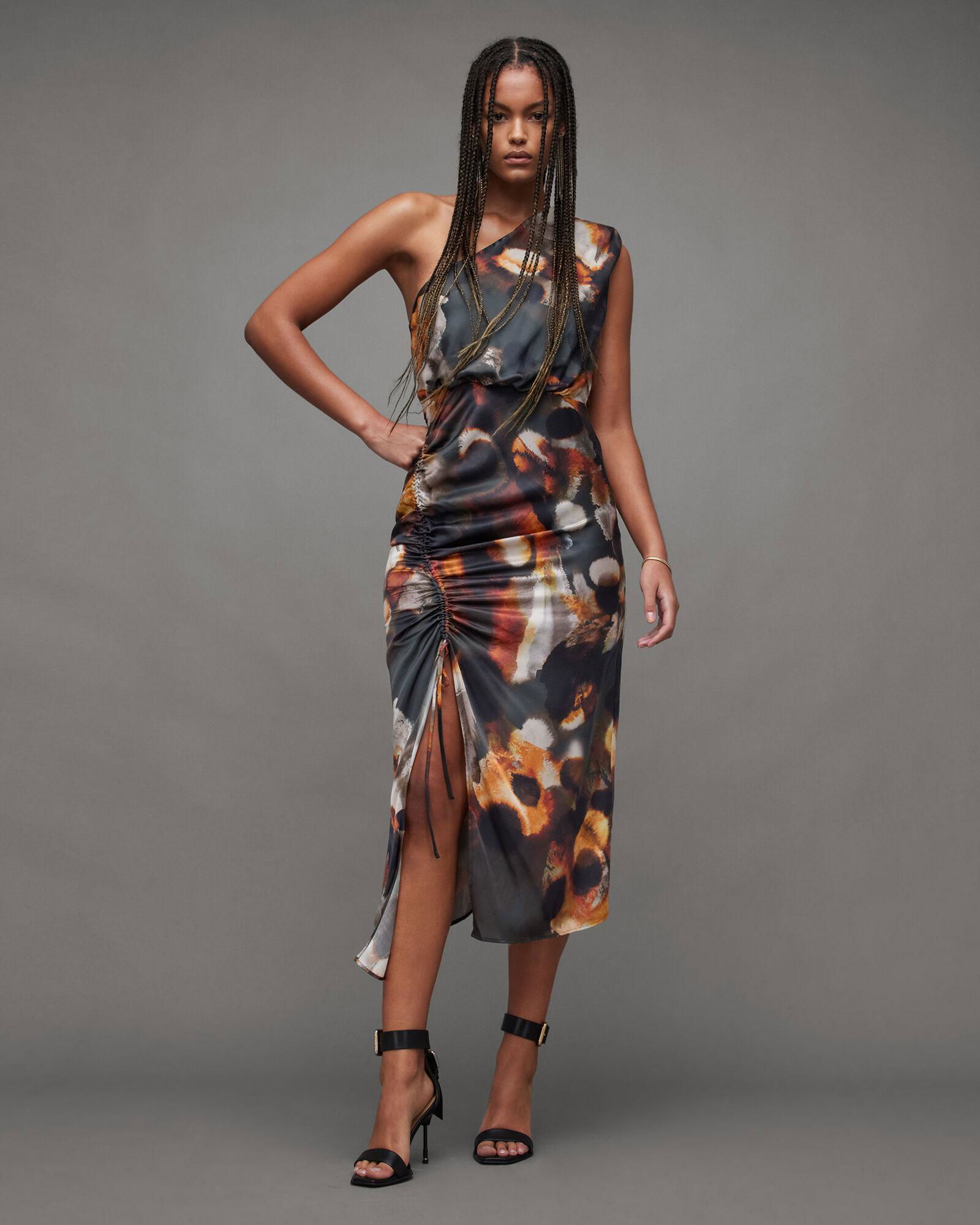 ALLSAINTS Laura Silk Blend One Shoulder Maxi Dress | endource ALLSAINTS Laura Silk Blend One Shoulder Maxi Dress | endource