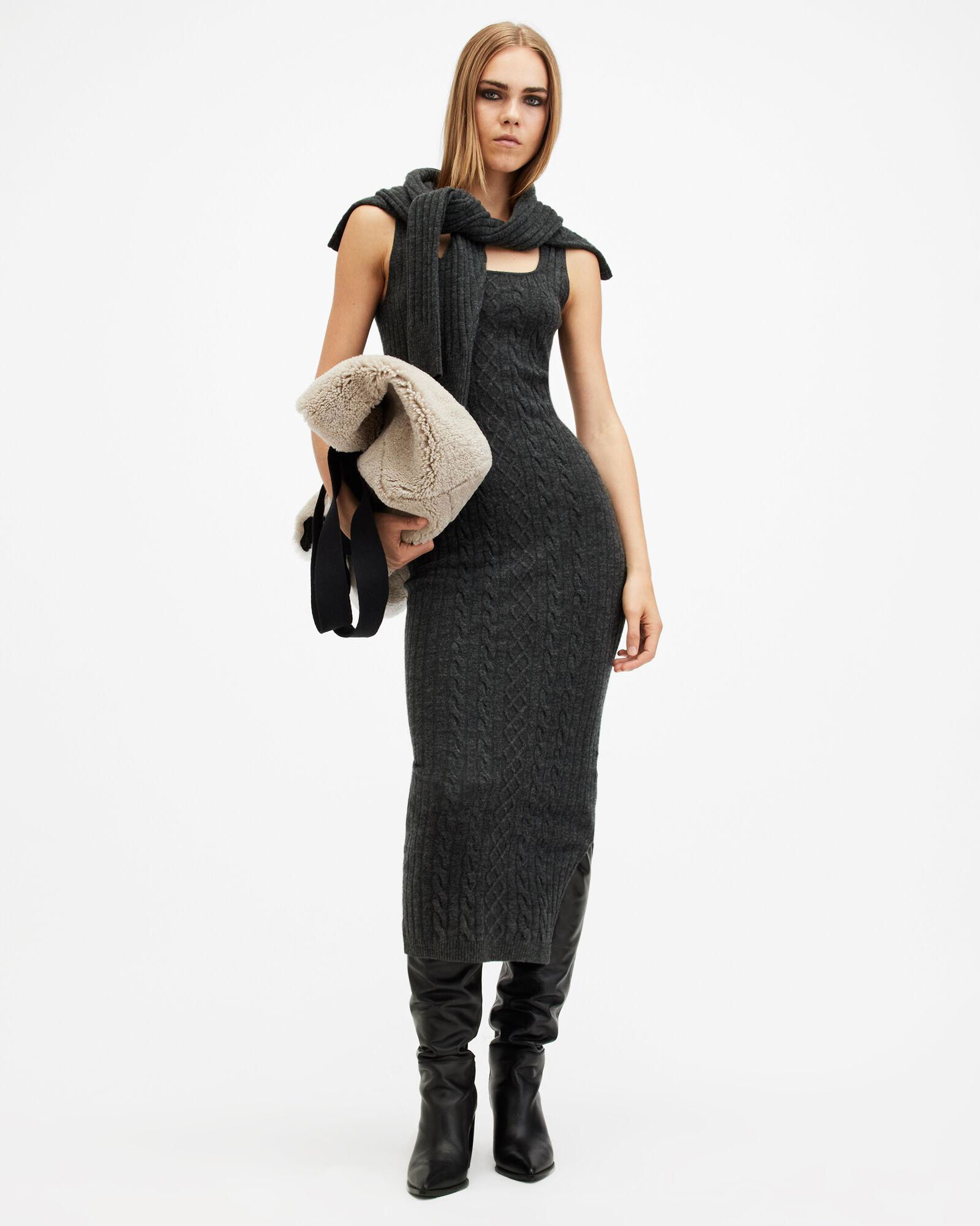 muriel 2-in-1 knitted slim midi dress 68% off ALLSAINTS product-material_Lace