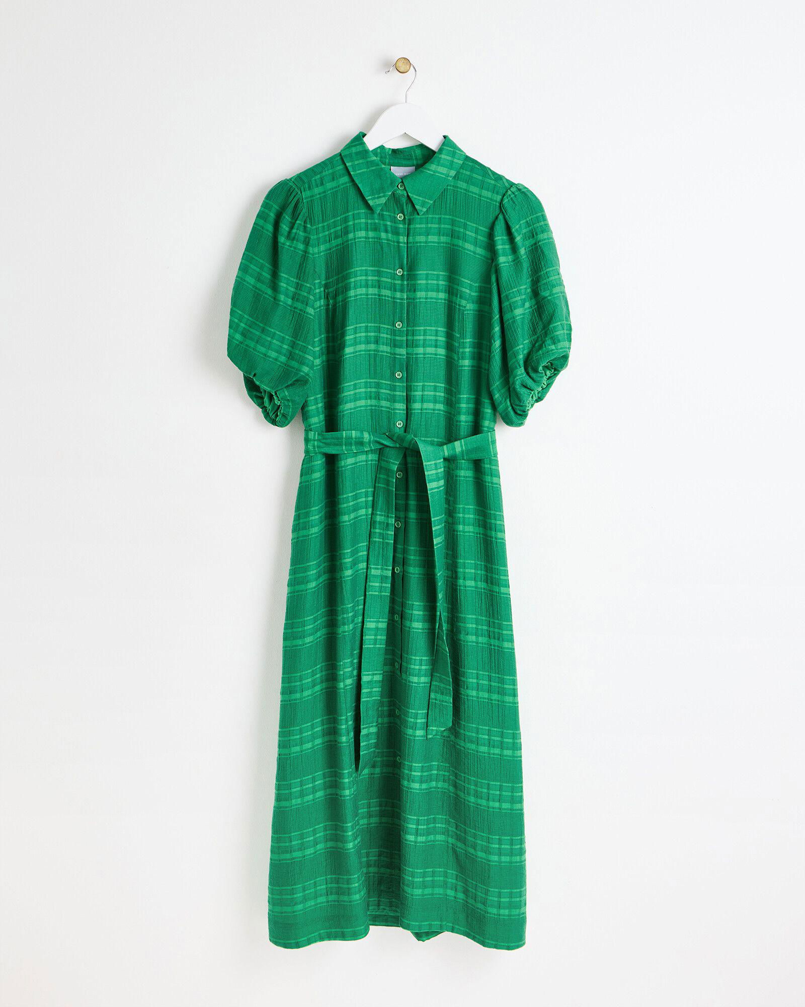 green emerald velvet dress Share Your Story Green Plaid Shirt Dress, Large - The Mint Julep Boutique