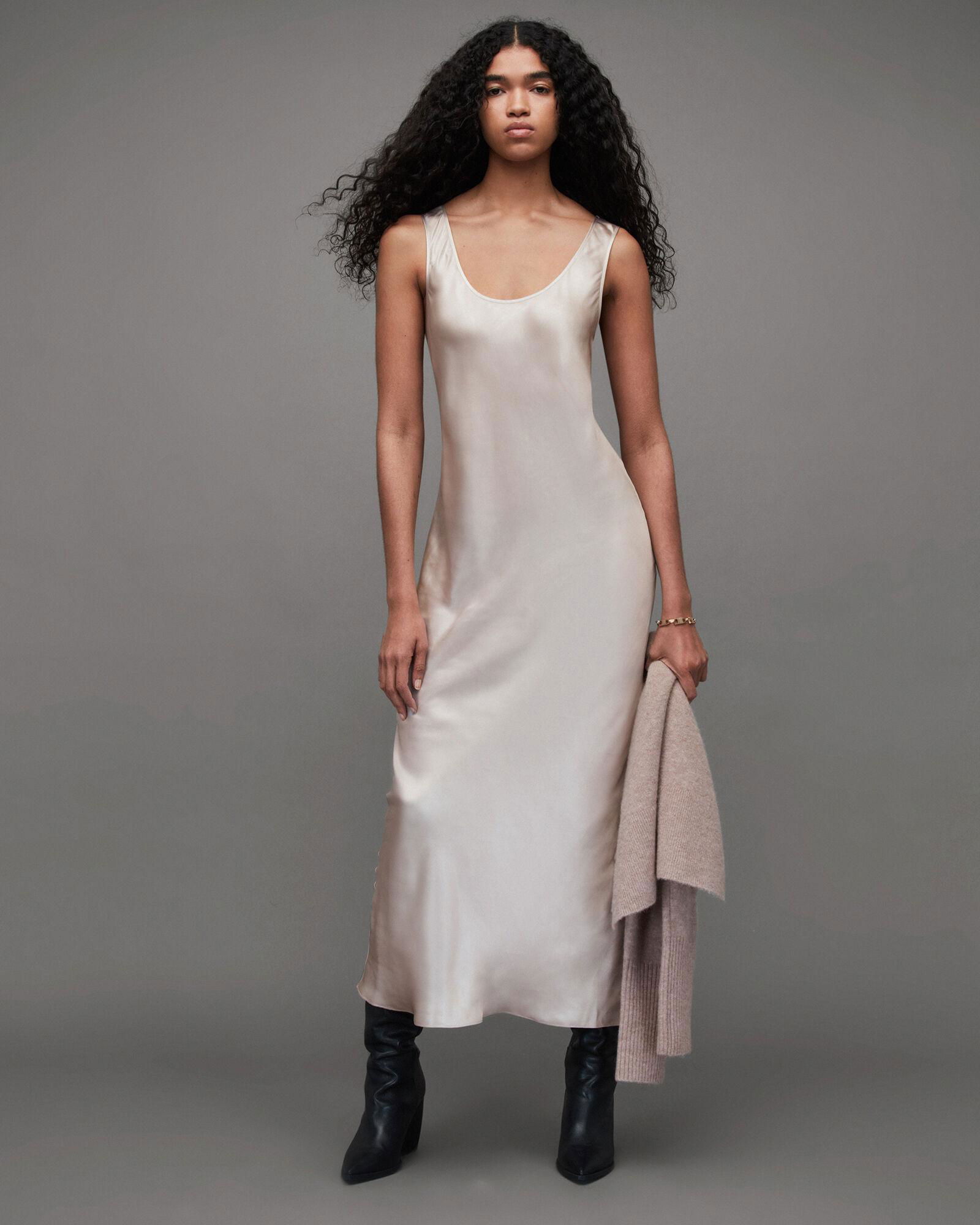 all saints satin slip dress Jasmine Silk Blend Lace Maxi Slip Dress Black