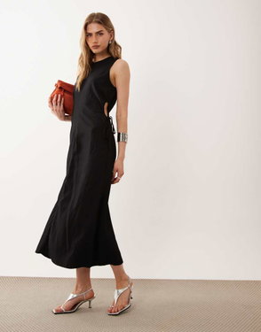 gold strapless brocade midi dress with pockets Strapless Brocade Midi A Line Gown | Fit and FlareGown