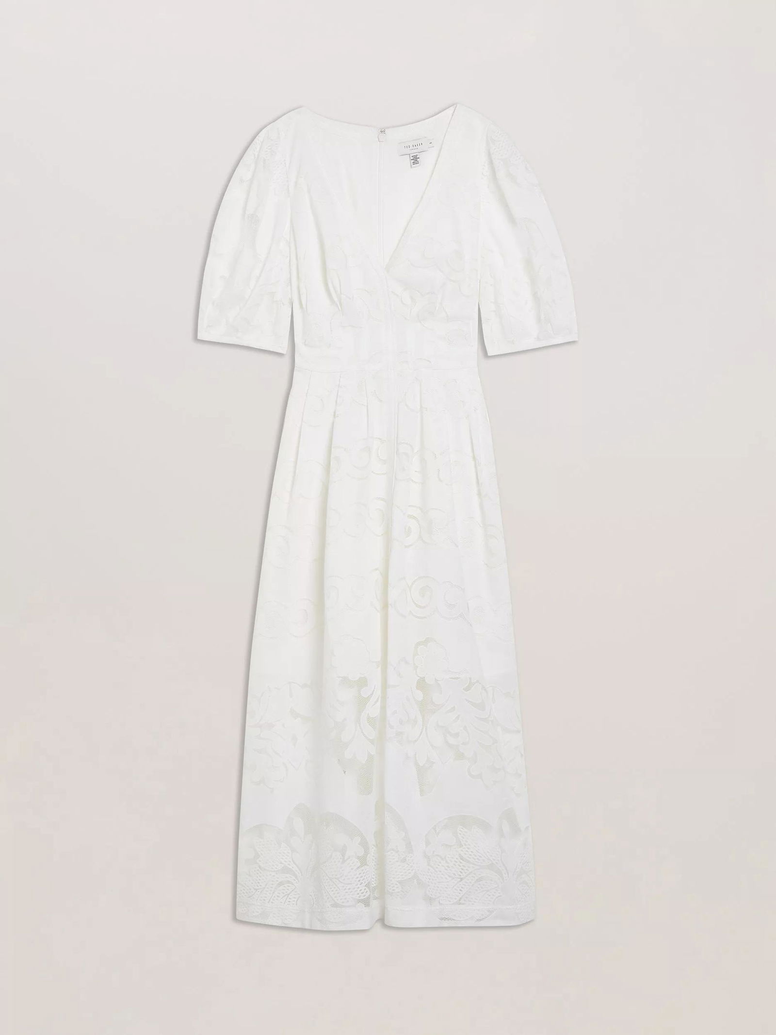 TED BAKER Agnel Lace Puff Sleeve Midi Dress | endource