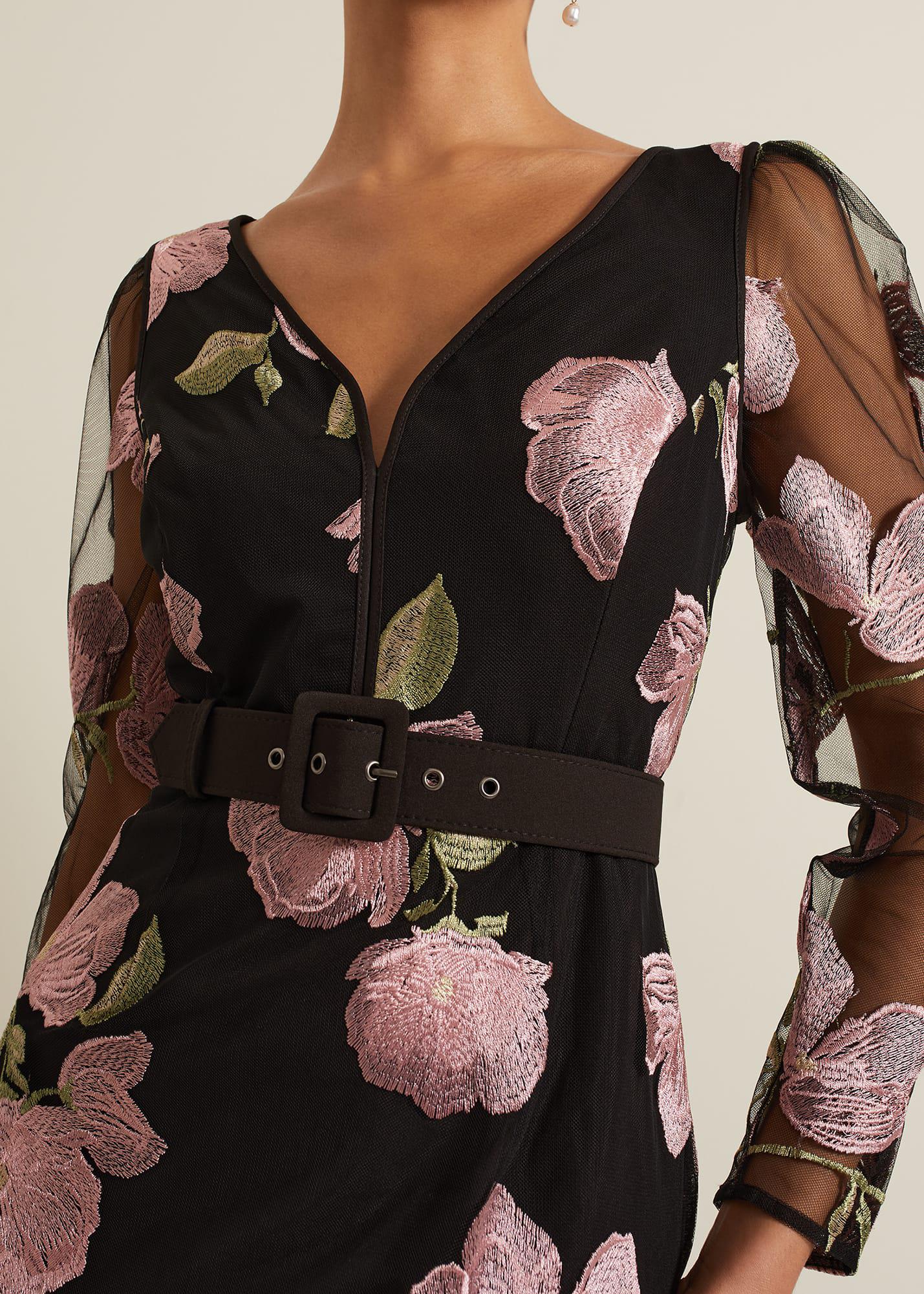 genny floral-appliqu satin maxi dress Genny Floral-embroidered Maxi Dress