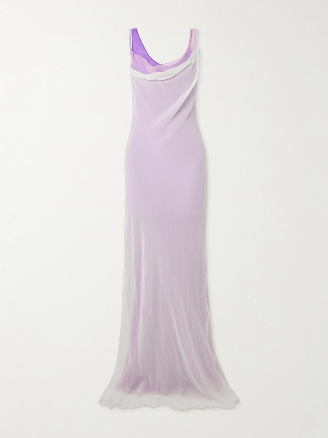 christopher esber draped silk-georgette maxi dress CHRISTOPHER ESBER Cowl Layered Draped Silk-Georgette Maxi Dress