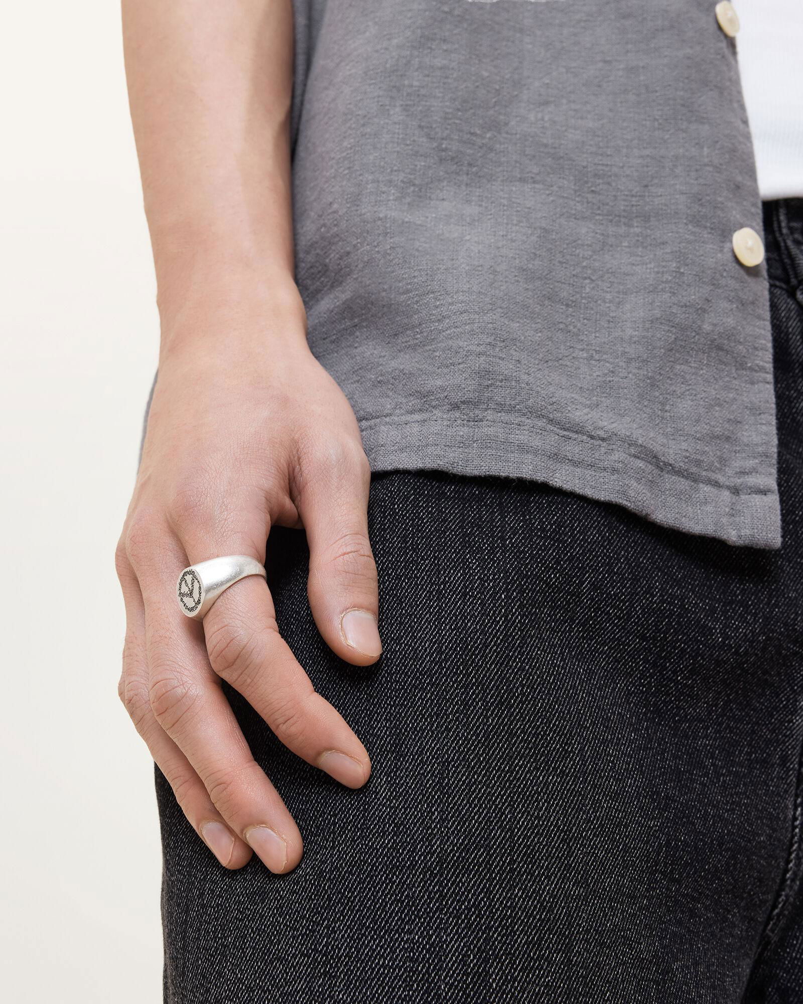 ALLSAINTS Leon Sterling Silver Peace Engraved Ring | endource