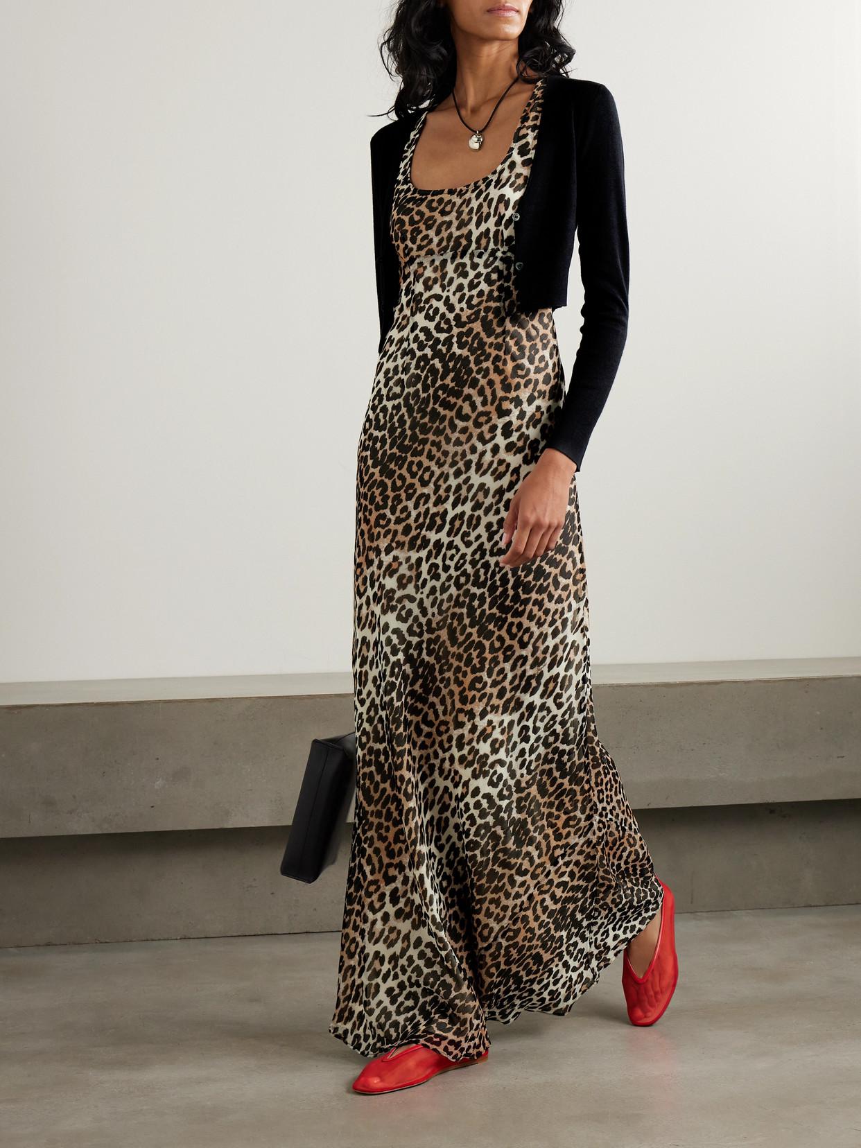 GANNI Leopard-Print Maxi Dress | endource