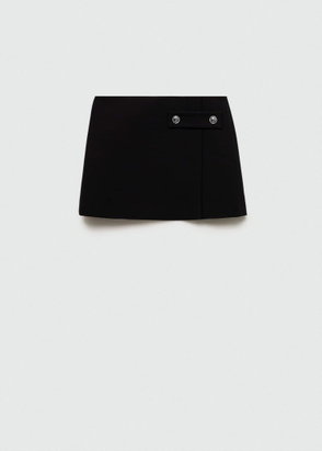 Black blazer-style mini skirt with buttons