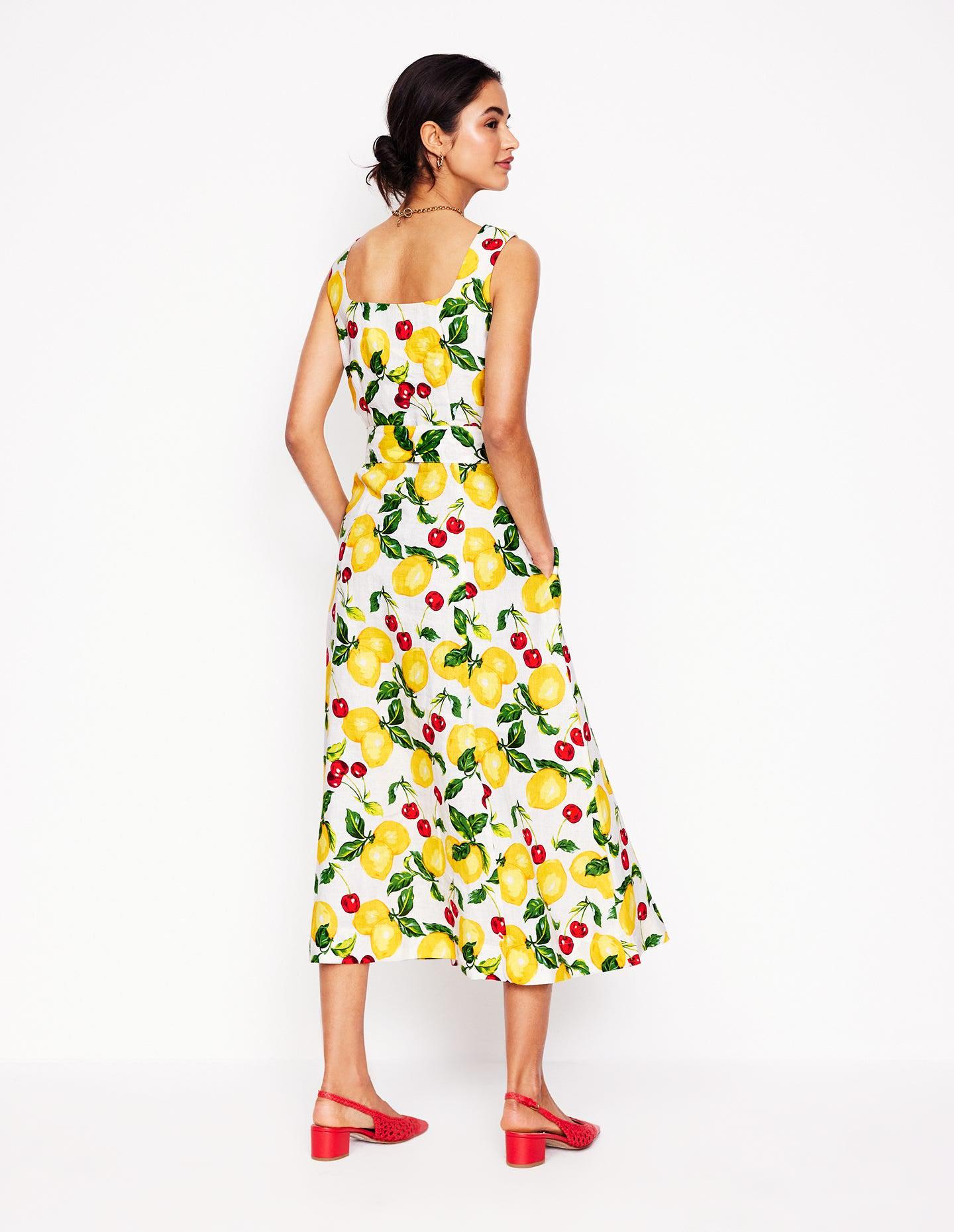 BODEN Square Neck Linen Midi Dress | endource
