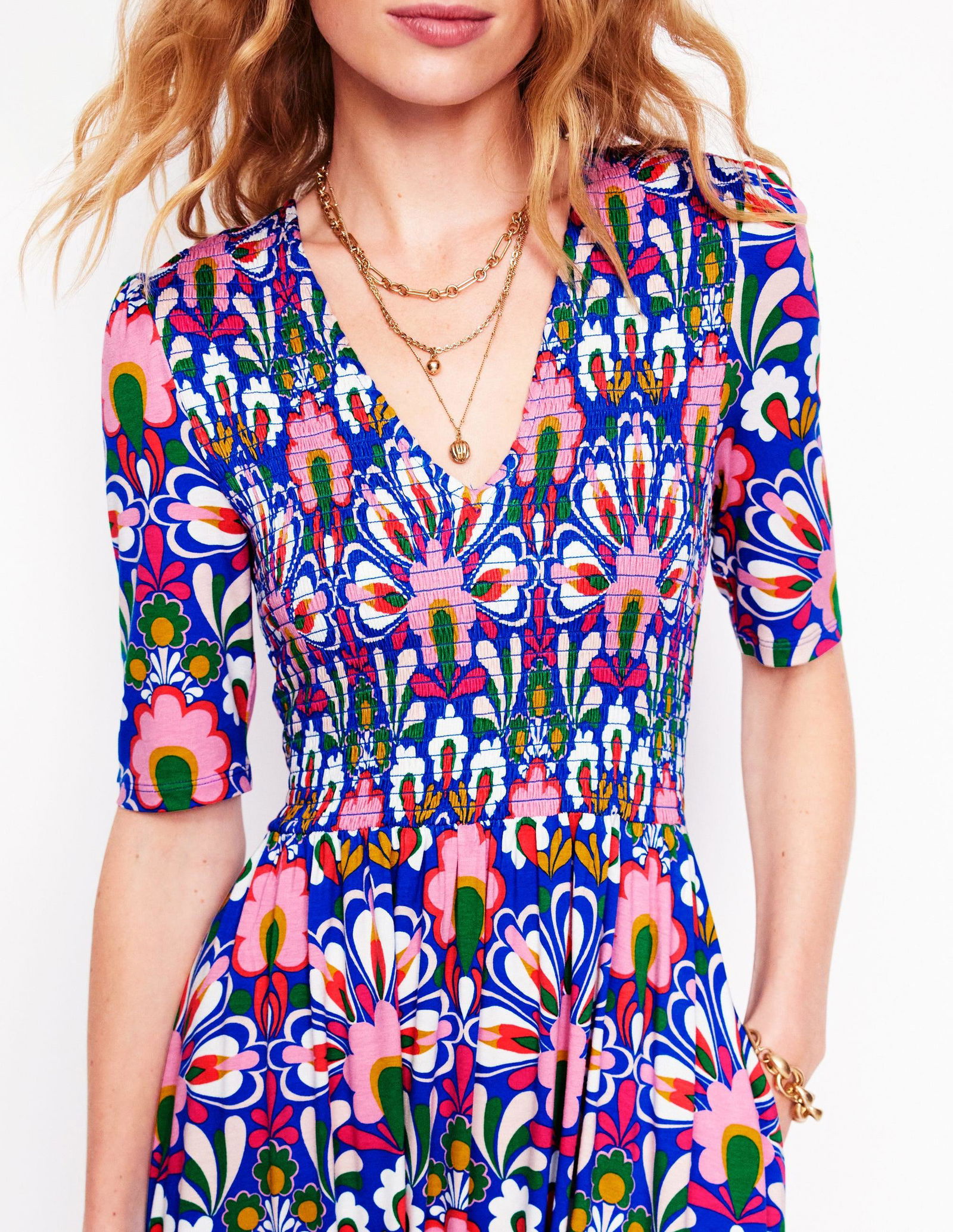 bethany smocked jersey dress BODEN Bethany Smocked Jersey Dress