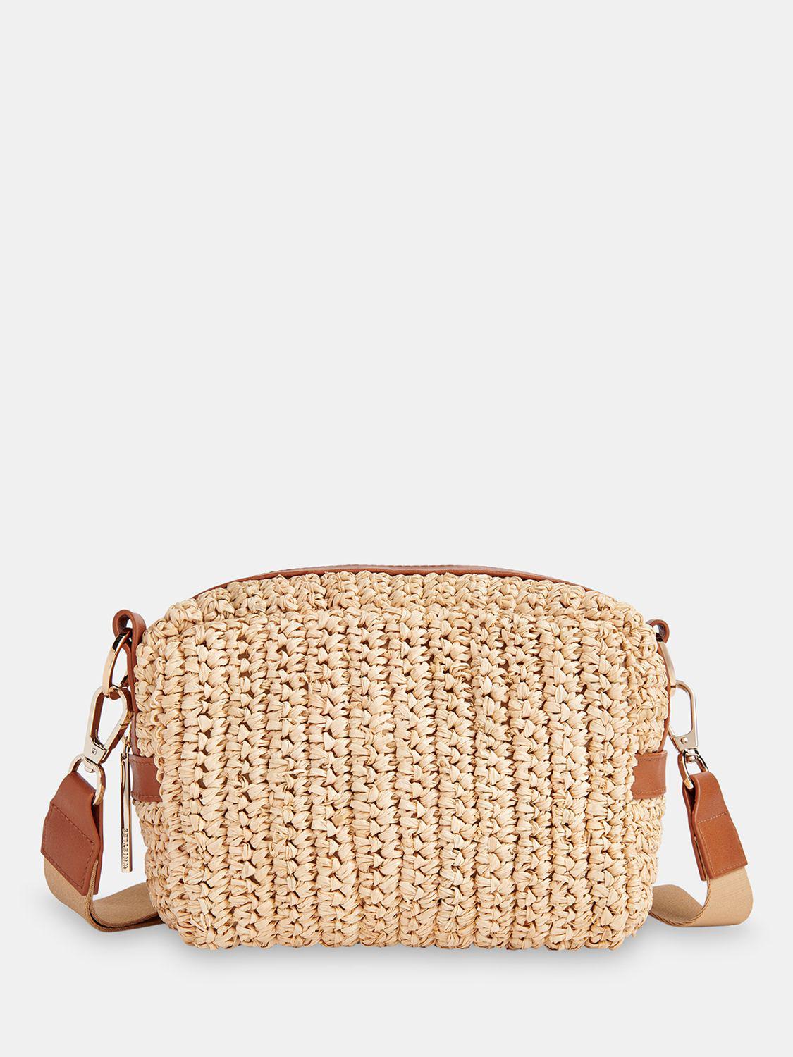 WHISTLES Bibi Straw Crossbody Bag in Neutral Endource