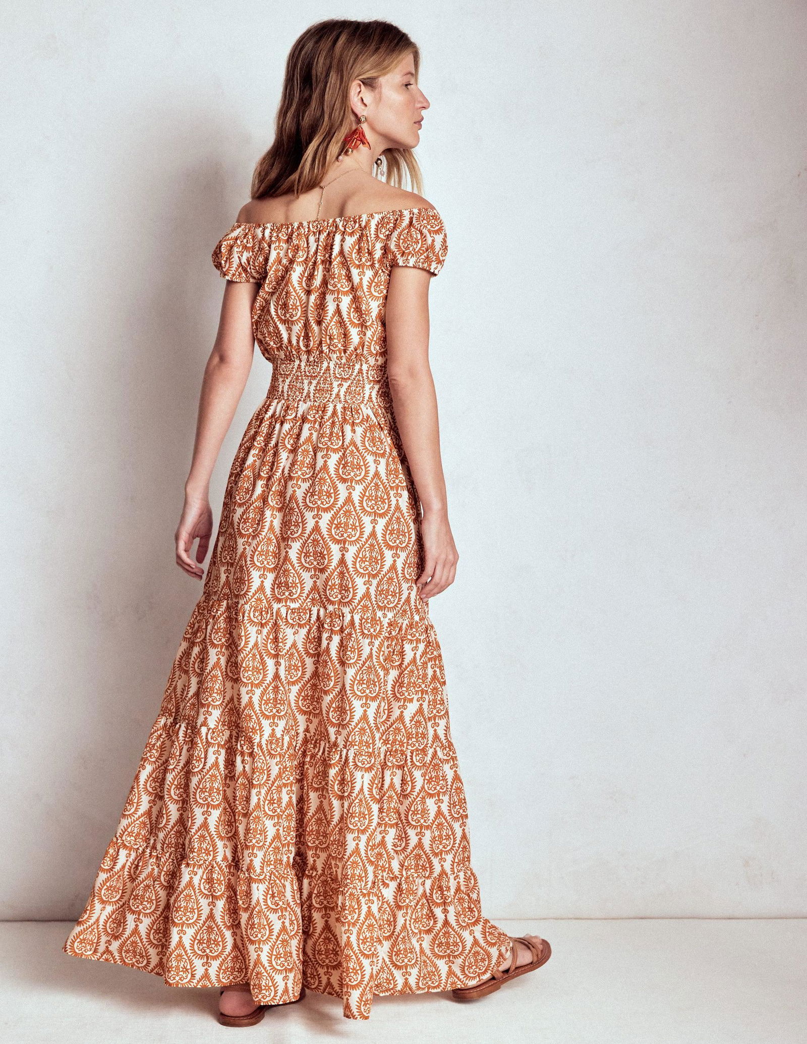 boden voop cotton tiered dress Boden Voop Cotton Tiered Dress Daffodil, Kaleidoscopic Floral in Yellow