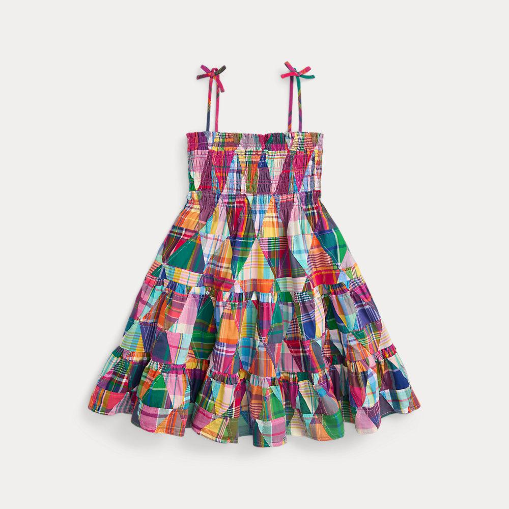 ralph lauren cotton madras dress NWT Polo Ralph Lauren $248 Madras Ruffle Midi Cotton Dress 0