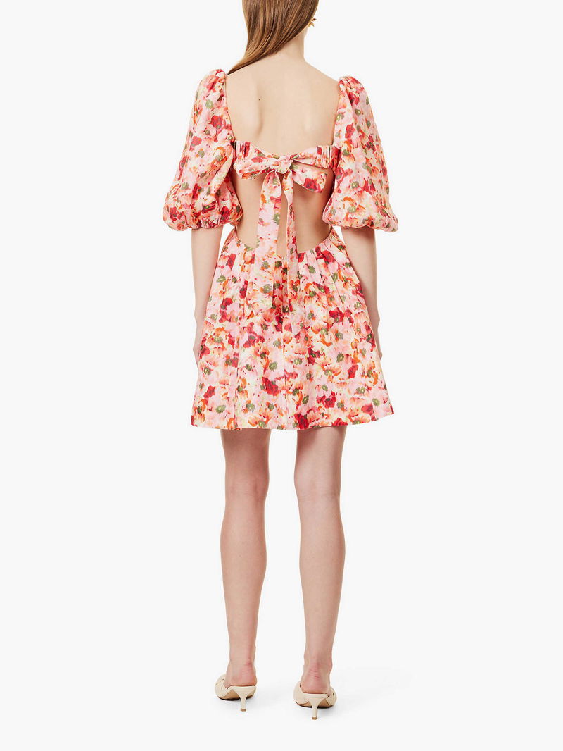 ZIMMERMANN Lightburst Floral-Print Linen Mini Dress | endource ZIMMERMANN Lightburst Floral-Print Linen Mini Dress | endource
