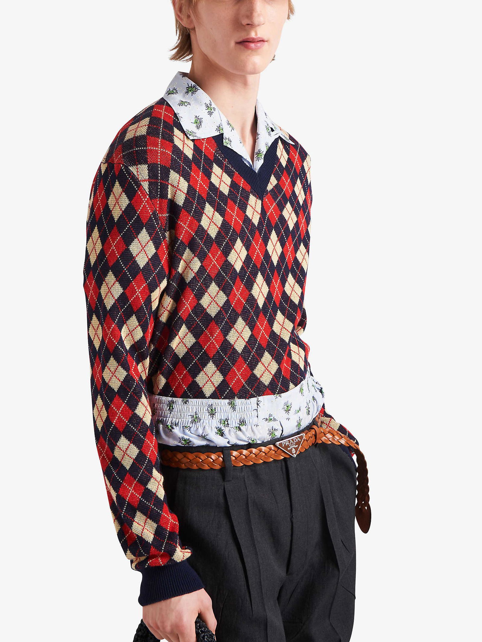 prada-argyle-pattern-v-neck- 