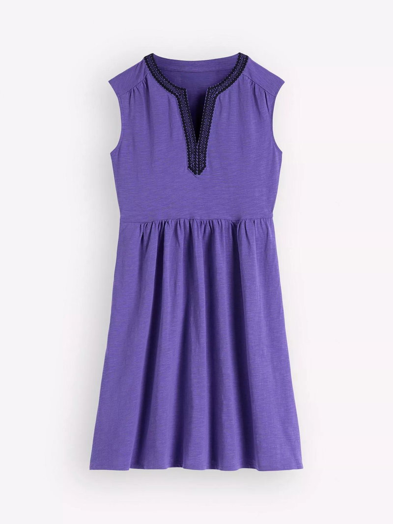 sachin and babi light blue dress BODEN May Embroidered Neck Jersey Dress