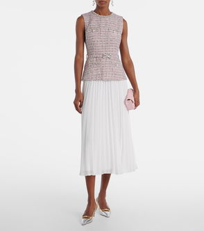 sachin and babi light blue dress Self Portrait Cream Tailored Boucle & Chiffon Midi Dress