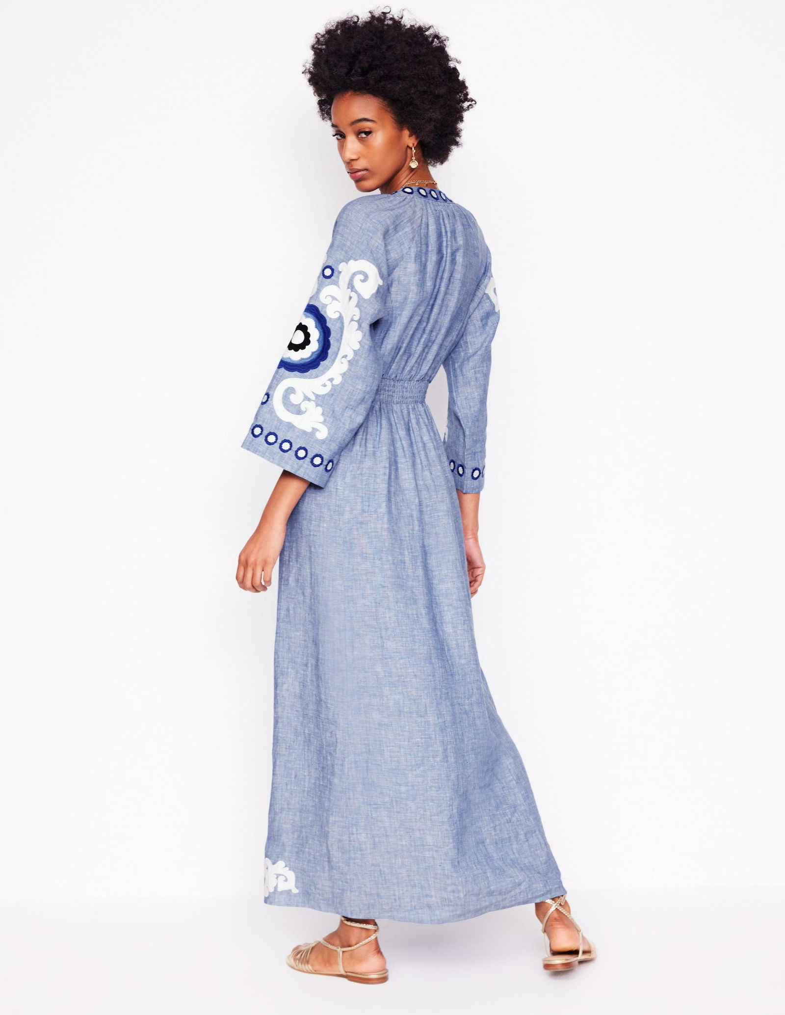 BODEN Una Linen Embroidered Dress | endource