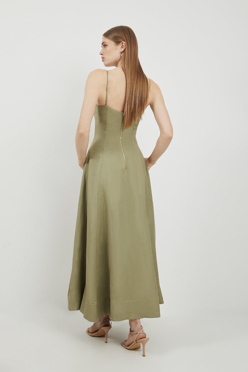 KAREN MILLEN Karen Millen x Lydia Millen - Linen Strappy Maxi Dress |  endource