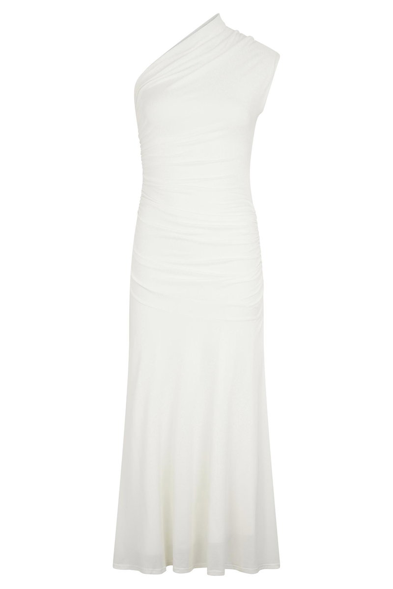 chloe peached jersey one shoulder midi dress ivory Meshki Main: 78% Cotton 22% Polyester Lining: 100% Cotton