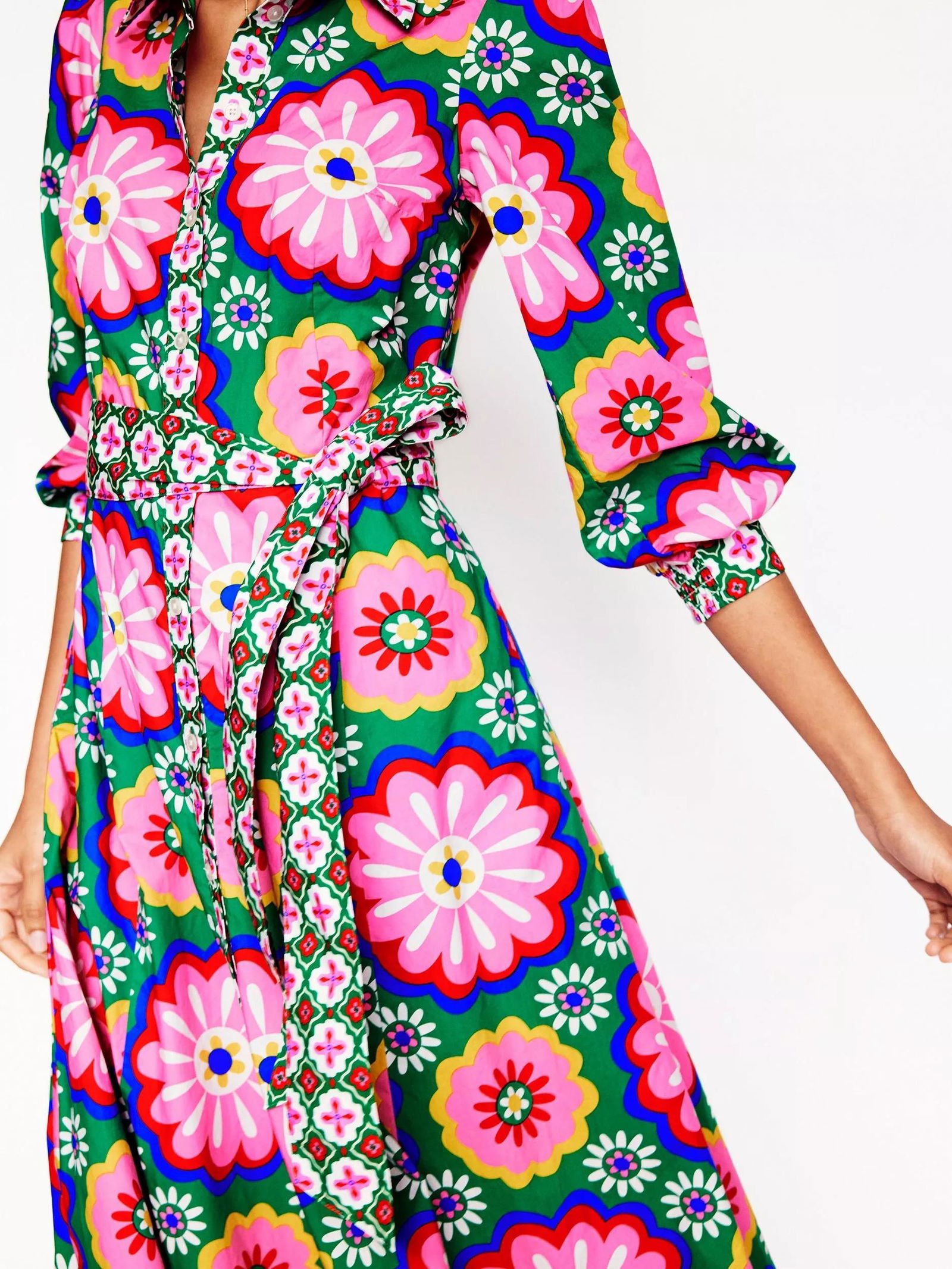 white christmas dresses Clara Cotton Shirt Dress-Multi, Ornamental Floral main image 0