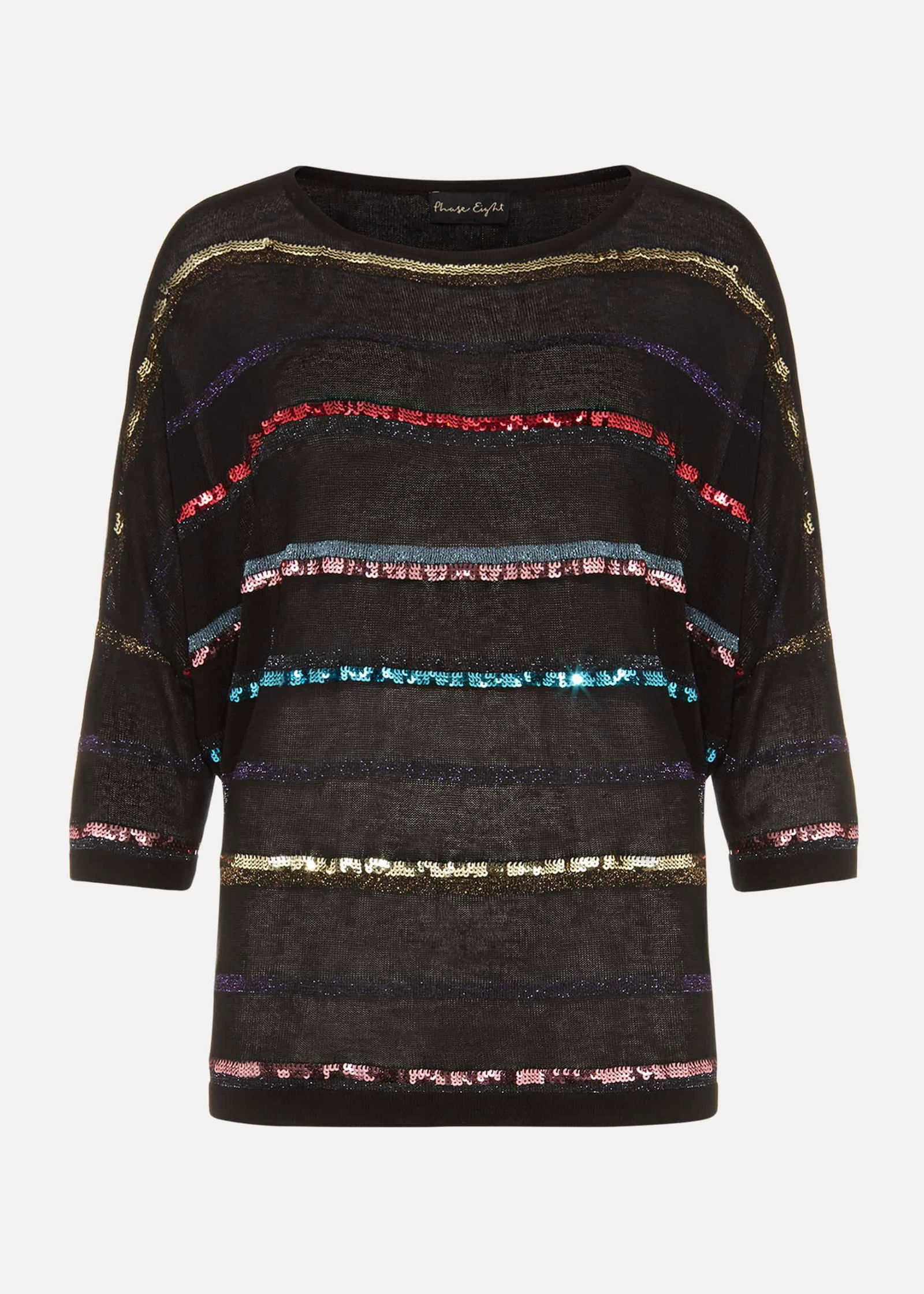 PHASE EIGHT Sandy Sequin Stripe Knit Top | endource