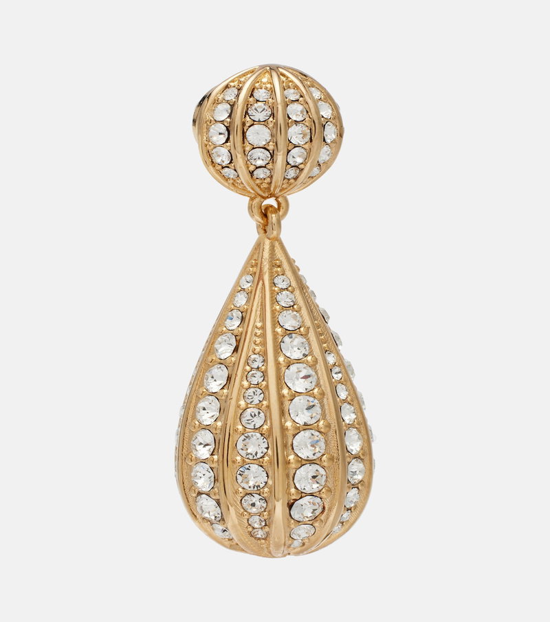 Gold-toned rhinestone teardrop earring