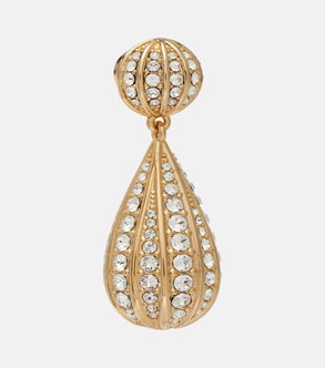Gold-toned rhinestone teardrop earring