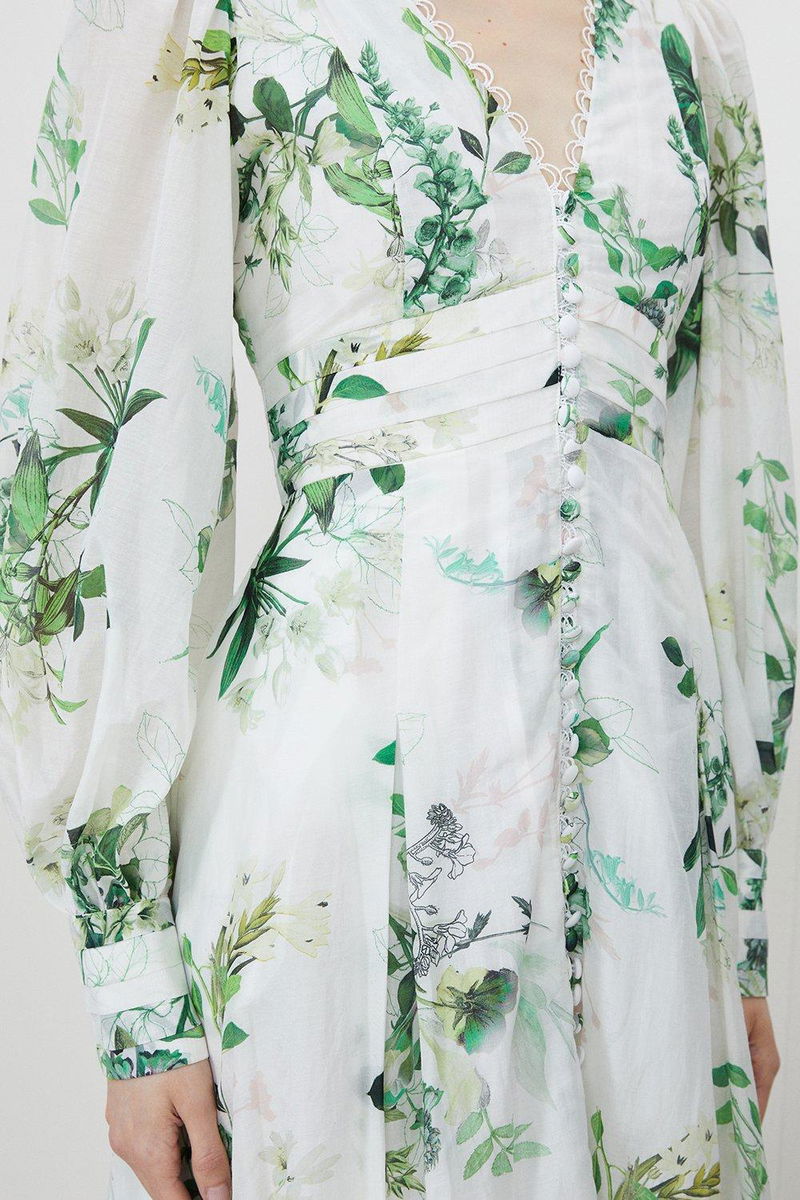 KAREN MILLEN Silk Cotton Spring Floral Plunge Woven Maxi Dress | endource KAREN MILLEN Silk Cotton Spring Floral Plunge Woven Maxi Dress | endource