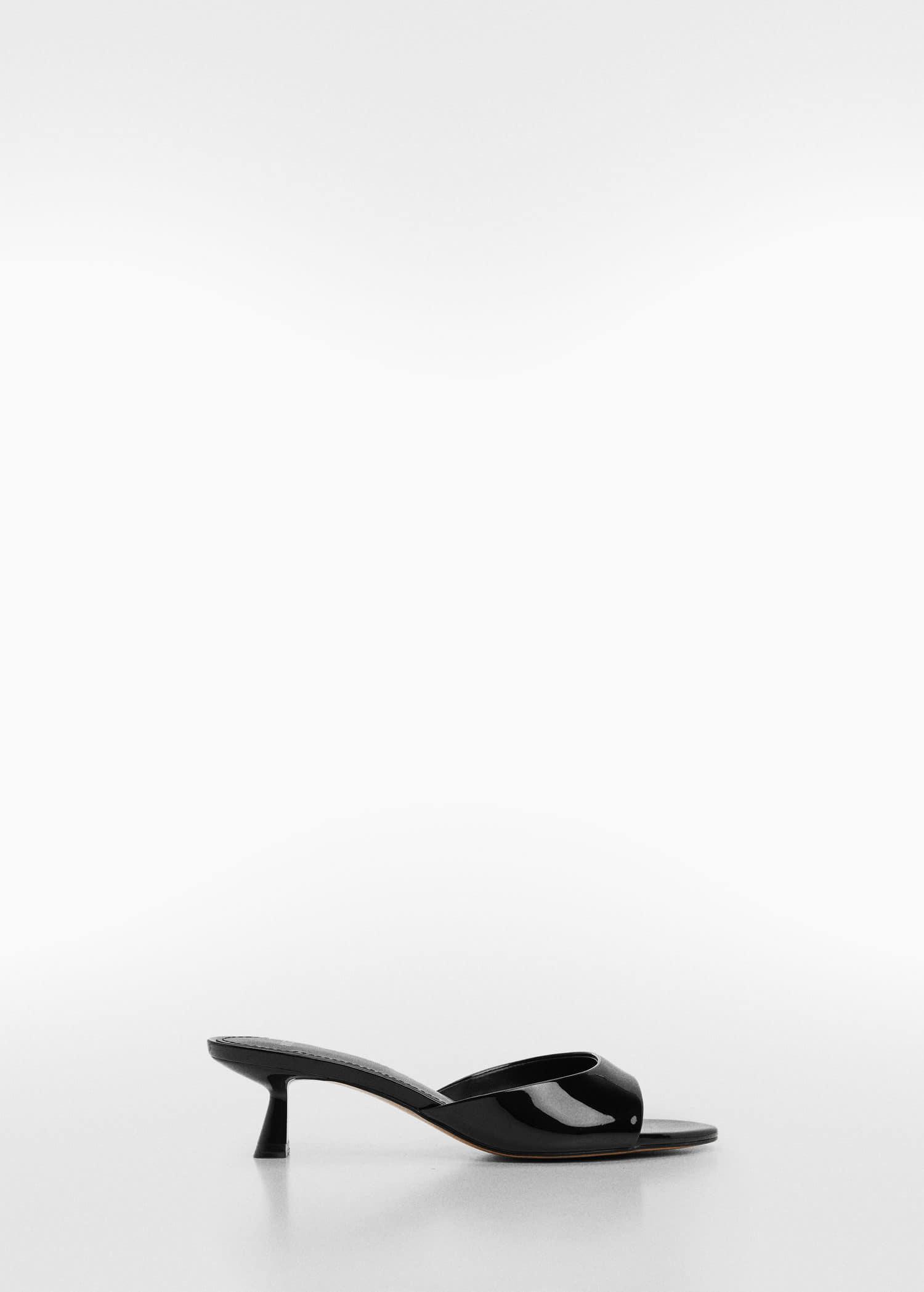 MANGO Patent Leather Effect Heeled Sandal in Black | Endource