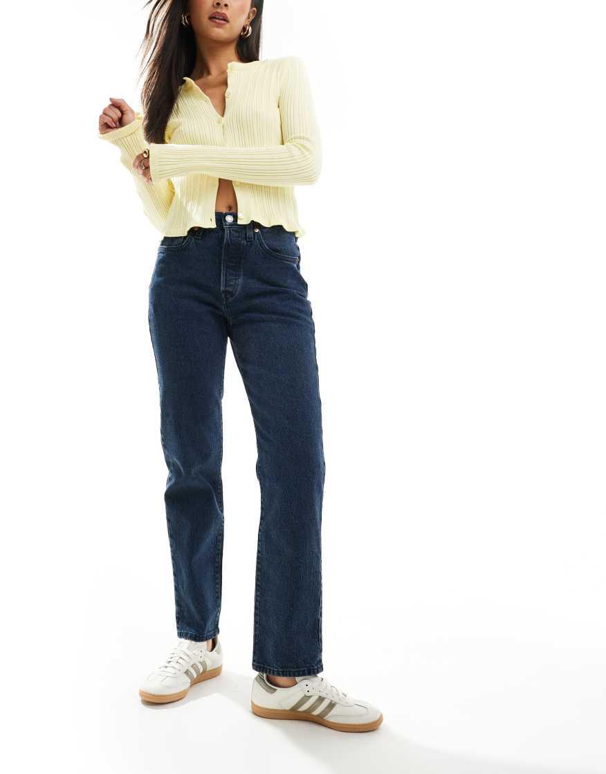 LEVI'S 501 Straight Fit Crop Jeans in dark blue | endource