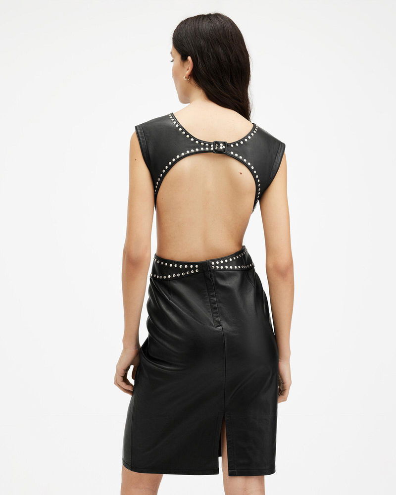 chinese dress ladies Dark In Love Vegan Leather Studded Mini Dress